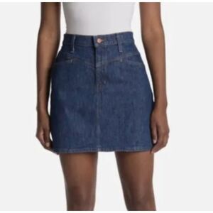~ Madewell 34 Skirt Stretch Denim A-Line Blue Medium Wash Pockets Zip Plus 18